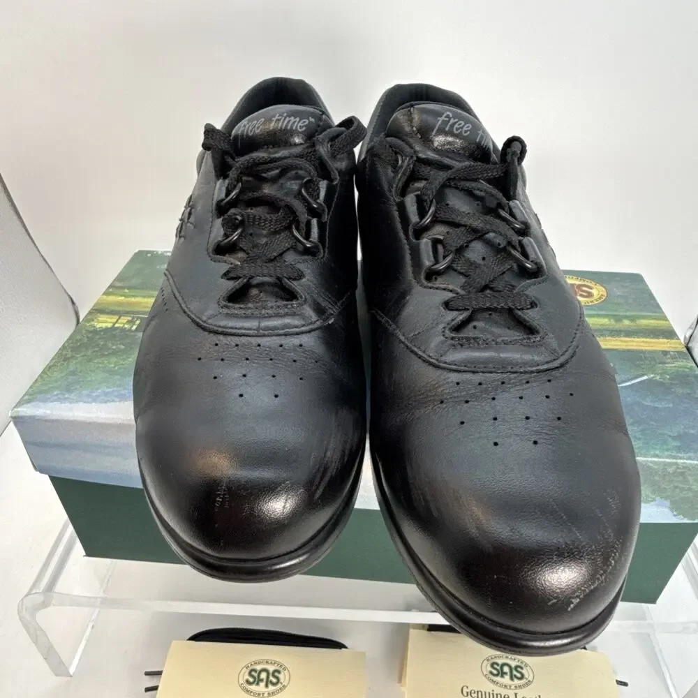 SAS Women's Free Time Sneaker Size 10.5S Black Leather Tripad Walk Shoe